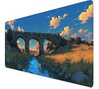 Sky Blue Mouse Pad 120 x 60cm, Large Mouse Mat Landscape Desk Mat with Anti-Slip Rubber Base, Waterproof Surface Stitched Edges Keyboard Mat, Home Office, Desk Accessories for Men, Women Gifts ed121