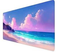 Sky Blue Mouse Pad 120 x 60cm, Large Mouse Mat Sea Desk Mat with Anti-Slip Rubber Base, Waterproof Surface Stitched Edges Keyboard Mat, Home Office, Desk Accessories for Men, Gifts for Women wx2593