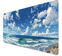 Sky Blue Mouse Pad 120 x 60cm, Large Mouse Mat Sky Desk Mat with Anti-Slip Rubber Base, Waterproof Surface Stitched Edges Keyboard Mat, Home Office, Desk Accessories for Men, Gifts for Women tv2911