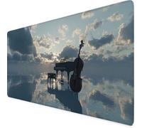 Sky Blue Mouse Pad 80 x 40cm, Large Mouse Mat Piano Desk Mat with Anti-Slip Rubber Base, Waterproof Surface Stitched Edges Keyboard Mat, Home Office, Desk Accessories for Men, Gifts for Women tr2500