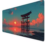 Sky Blue Mouse Pad 90 x 40cm, Large Mouse Mat Sea Desk Mat with Anti-Slip Rubber Base, Waterproof Surface Stitched Edges Keyboard Mat, Home Office, Desk Accessories for Men, Gifts for Women f2021