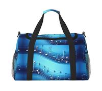 Sky Blue Musical Notes Print Ample Travel Large Capacity Hand Travel Bag Carry On Tote Foldable Travel Totes Bag