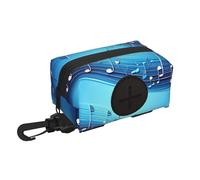 Sky blue musical notes print Dog Poop Bag Holder for Leash Doggie Waste Bag Dispenser Soft Fabric Puppy Potty Carrier