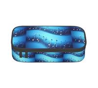 Sky blue musical notes Print Fashionable Functional Pencil Case Convenient Daily Use Storage Makeup Toiletries