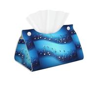Sky Blue Musical Notes Print Foldable Decorative Container, Long Tissue Box Cover For Home/Car/Office