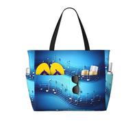 Sky Blue Musical Notes Print Large Capacity Travel Bag For Women Beach Tote Bags Duffle Bag,For Travel Gym Vacation