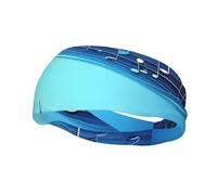 Sky Blue Musical Notes Print Lightweight Sports Sweatband For Men Women Stretchable For Gym Basketball Yoga