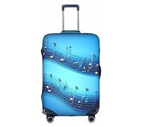 Sky Blue Musical Notes Print Luggage Cover Suitcase Protector Travel Suitcase Cover For Kid And Adult Fits 18-32 Inch, White, XL