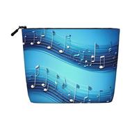 Sky Blue Musical Notes Print Makeup Bag Cute Cosmetic Bag for Women Makeup Pouch Travel Toiletry Bag for Lady