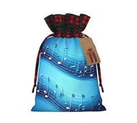 Sky Blue Musical Notes Print Reusable Gift Drawstring Eco-Friendly Bags Holiday Wedding Party Favors Pouches