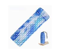 (Sky Blue) Outdoor Sleeping Pad Camping Inflatable Mattress with Pillows Travel Mat Folding Bed Ultralight Air Cushion Hiking Trekking