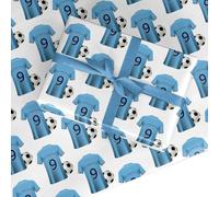 Sky Blue Personalised Football Shirt Wrapping Paper Custom Birthday Gift Wrap - For Him Mens Dad Father's Day Christmas Boys Kids Adult - Any Name & Number - 1 Sheet (50cm x 65cm)