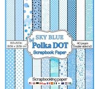Sky Blue Polka Dot Scrapbook Paper: Collection of double sided Sky Blue and white patterned print sheets craft paper for scrapbooking, card making, ... decorative polka dots themed embellishments