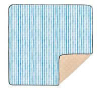 Sky Blue Pure White Stripe Pattern Soft Padded Baby Play Mat for Indoor Outdoor 1-Piecing Padded Baby Mat for Baby Kids Toddlers Infants, 50'' x 50''