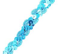 Sky Blue Sequin Ribbon Fabric Paillette Ribbon Flat Glitter Sequin Braid Trim for Crafts Sewing Decoration, 15mm*13m
