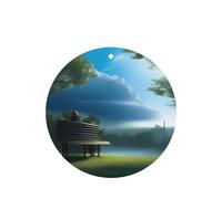 Sky Blue Smoke And Rain Pattern Car Air Fresheners 6 Pcs Round Shape Hanging Aromatherapy Tablets Scented Fresheners For Bedroom Bathroom