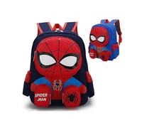 (Sky blue) Spiderman Backpacks Super Heroes Student School Bag Cartoon 3d Stereo Kindergarten Backpack Children's Travel Bag Gift