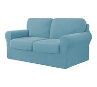 Sky Blue Stretch Sofa Cover Set for 2 Seater Furniture 5 PCS with 2 Backrest & 2 Cushion Covers Fits 145-178 Cm Soft & Fabric Perfect for Home Decor