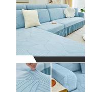 Sky Blue Stretch Sofa Covers with Ruffle Skirt High Elastic Couch Slipcovers Washable Furniture Protector for 4Seater Sofa Durable & Stylish Living Room Decor
