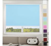 Sky Blue Thermal Blackout Roller Blind 120x230 cm 100% Blackout & Waterproof Fabric Day and Night Curtains with Beaded Chain for Indoor/Outdoor Recess Fitting
