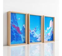 Sky Blue Wall Art Fantasy Prints for Home Decor Anime Mountain Birds Ethereal Canvas Prints Artwork Hanging Pictures for Bedroom Bathroom Living Room Hallway Kitchen or Office