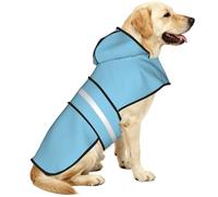 Sky Blue Waterproof Dog Raincoat And Rain Jacket With Hood, Reflective Strips And Adjustable Belly Strap, Fits Small To Large Dogs