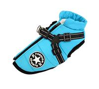 Sky Blue Waterproof Dog Vest with Harness - Warm & Soft Winter Dog Apparel, 9 Colours, S