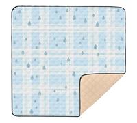Sky Blue White Gingham Raindrop Pattern Cute Foldable Baby Gym & Activity Mat for Indoor Outdoor Non-Toxic Activity Entertainment Mat for Babies Infants Toddlers, 50'' x 50''