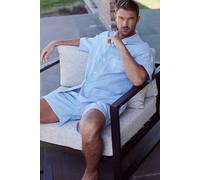 "Sky Blue & White" Stripe Crisp Cotton Short Pyjama Set British Boxers Light Blue L