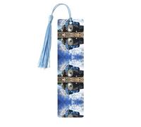 Sky Blue Wooden Bookmark â€“ Double-Sided Farm Tractor Full-Print Tassel Bookmark for Hardcover Books, Journals, Notebooks