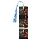 Sky Blue Wooden Bookmark - Double-Sided Burning Guitar Full-Print for Hardcover Books, Journals, Notebooks - Ideal Thoughtful Gift