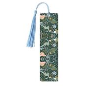 Sky Blue Wooden Bookmark - Double-Sided Cute Dinosaur Full-Print for Hardcover Books, Journals, Notebooks - Ideal Thoughtful Gift