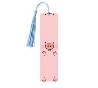 Sky Blue Wooden Bookmark - Double-Sided Cute Pig Full-Print for Hardcover Books, Journals, Notebooks - Ideal Thoughtful Gift