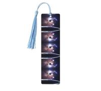 Sky Blue Wooden Bookmark - Double-Sided Earth and Moon Full-Print Decorative for Study Room, Office, Classroom, Library
