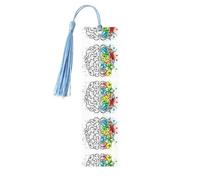 Sky Blue Wooden Bookmark - Double-Sided Geometry Brain Image with Science Full-Print for Hardcover Books, Journals, Notebooks - Ideal Thoughtful Gift