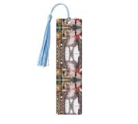 Sky Blue Wooden Bookmark - Double-Sided Rainy Street in Paris Full-Print Decorative for Study Room, Office, Classroom, Library