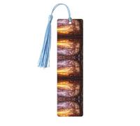 Sky Blue Wooden Bookmark - Lonely Bench Sunset Print Ideal for Hardcover - Perfect Study Room, Office, and Library Accessory