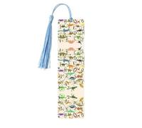 Sky Blue Wooden Bookmark - Stylish Learning Alphabets with Dinosaurs Print Ideal Decor for Book Lovers, Hardcover Books, Journals, Diaries & More