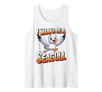 Sky Cheerful Shore Vintage Stylized Cry Unique Happy Seagull Tank Top