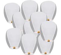 Sky Chinese Lanterns 10 Pack Sky to Release in Memory Love Color Large Memorial Paper Lanterns Birthday Wedding Funeral Christmas to Make Wishes (White)