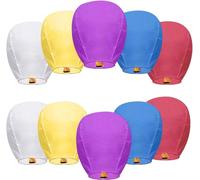 Sky Chinese Lanterns 10Pack, Sky Lanterns to Release in Memory, Love Color Large Memorial Paper Lanterns Birthday Wedding Funeral Christmas to Make Wishes(Color-10pcs)