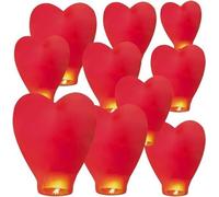 Sky Chinese Lanterns 10Pack Sky Lanterns to Release in Memory Love Color Large Memorial Paper Lanterns Birthday Wedding Funeral Christmas to Make Wishes (Red Heart)