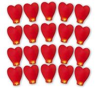 Sky Chinese Lanterns 20 Pack Sky Lanterns to Release in Memory Love Color Large Memorial Paper Lanterns Birthday Wedding Funeral Christmas to Make Wishes (Red Heart)