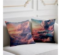 Sky Cushion Covers 55cmx55cm 2 Pack Velvet Cushions Waterproof Sofa Cushions Color Pillow Case with Invisible Zipper Throw Pillow Covers for Living Room Home Chair Sofa Patio Winter Fall Decor wj-1078