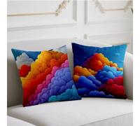 Sky Cushion Covers 80cmx80cm 2 Pack Linen Cushions Waterproof Sofa Cushions Color Pillow Case with Invisible Zipper Throw Pillow Covers for Living Room Home Chair Sofa Patio Winter Fall Decor wj-1072