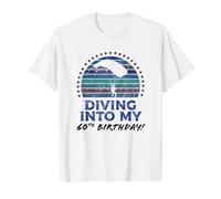 Sky Diver 60th Birthday Funny Saying, Retro Skydiving Value Graphic T-Shirt, Men, White, M