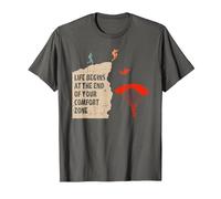 Sky Diver End of Your Comfort Zone Parachuting Skydiving T-Shirt, Men, Asphalt Grey, Medium