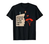 Sky Diver End of Your Comfort Zone Parachuting Skydiving T-Shirt, Men, Black, X-Large