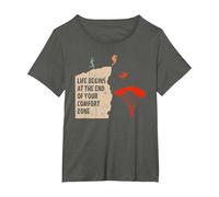 Sky Diver End of Your Comfort Zone Parachuting Skydiving T-Shirt, Women's Plus, Asphalt Grey, 3X