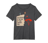 Sky Diver End of Your Comfort Zone Parachuting Skydiving T-Shirt, Women's Plus, Dark Heather Grey, 3X